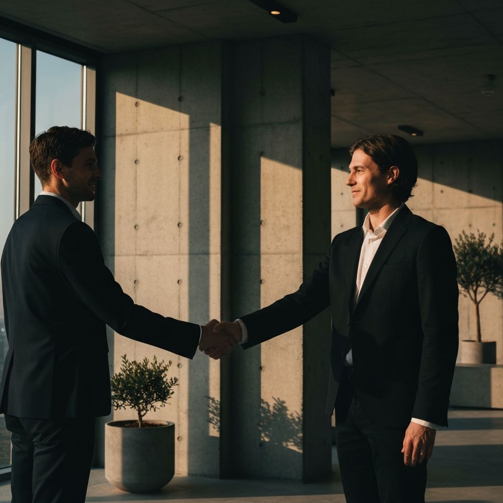 Business partnership handshake